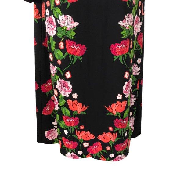 Jessica Howard Black Pink Floral Short Sleeve Lined Dress Size 14 - Picture 4 of 7